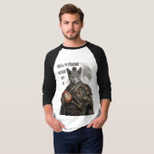 T-shirt Chat Samouraï Bleu Russe (Devant entier)