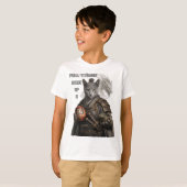 T-shirt Chat Samouraï Bleu Russe (Devant entier)