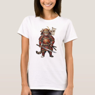 T-shirt Chat Samouraï en Armure Traditionnelle – avec Épée