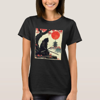 T-shirt Chat samouraï fleurir art japonais samouraï chat c