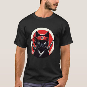 T-shirt Chat samouraï guerrier katana art ninja japonais