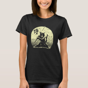 T-shirt Chat Samouraï Guerrier Vintage Ukiyo Art Japonais
