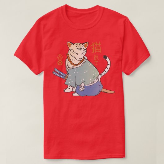 T-shirt chat samouraï japonais (2) (Design devant)