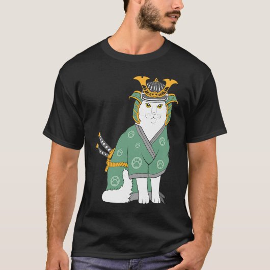 T-shirt chat samouraï mignon (Devant)