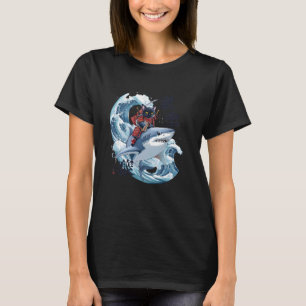 T-shirt Chat Samouraï Ninja Chat Japonais Requin Kanagawa