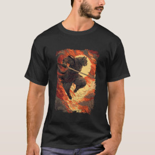 T-shirt Chat Samouraï - Saut du ninja enflammé