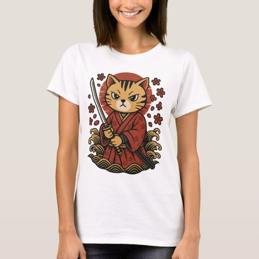 T-shirt Chat Samurai | Chat guerrier japonais (Devant)