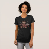 T-shirt Chat Samurai guerrier japonais (Devant entier)