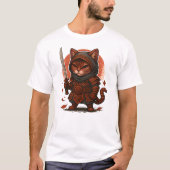 T-shirt Chat Samurai, Guerrier Kitten (Devant)
