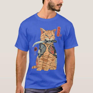 T-shirt Chat Samurai Japonais Samurai Ninja Chat Kawaii Ta