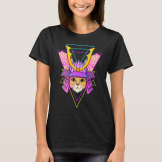 T-shirt Chat Samurai japonais Vaporwave esthétique