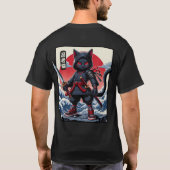 T-shirt Chat Samurai noir mignon (Dos)