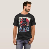 T-shirt Chat Samurai noir mignon (Devant entier)