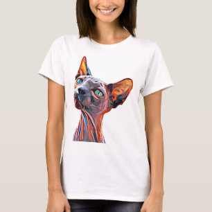 T-shirt Chat sans cheveux animal Abstrait Art coloré