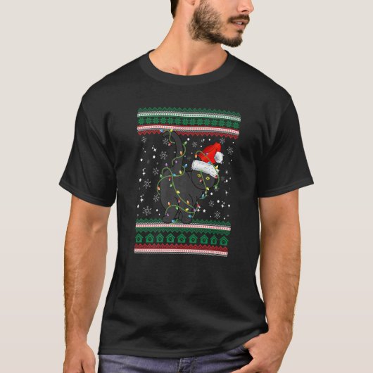 T-shirt Chat Santa du pull de Noël laid (Devant)