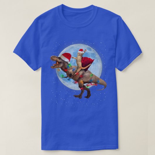 T-shirt Chat Santa Hat équitation Dinosaur T re Moon Noël  (Design devant)