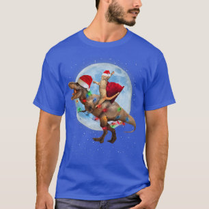 T-shirt Chat Santa Hat équitation Dinosaur T re Moon Noël
