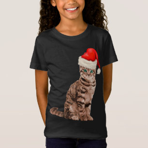 T-Shirt Chat Santa Hat Meowy Joyeux Noël En Juillet