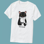 T-shirt Chat sarcastique amusant<br><div class="desc">Un chat tuxedo Bicolor noir et blanc sarcastique,  agacé et peu enthousiaste. Peu importe. Modifiez ou supprimez le texte à customiser.</div>