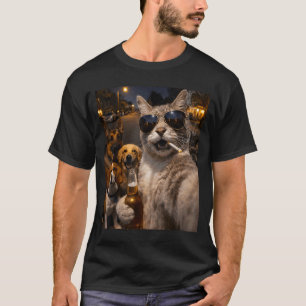 T-shirt Chat sarcastique cool avec selfie de chiens mème a