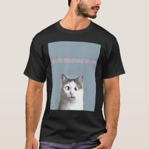 T-shirt Chat Sarcastique Gris Et Blanc Avec Yeux Croisés M