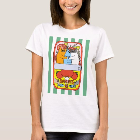 T-shirt Chat Sardine Rétro (Devant)