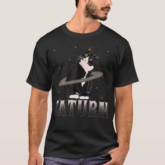 T-shirt Chat Saturne Maman Chat Papa Chat Espace (Devant)