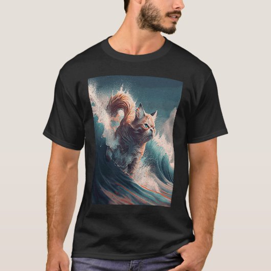 T-shirt Chat sautant des vagues (Devant)