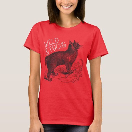 T-shirt Chat sauvage Eurasique Lynx Femmes Hommes Rouge (Devant)