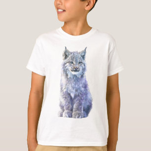 T-shirt Chat Sauvage Fluffy Lynx aux Yeux Bleus Enfants