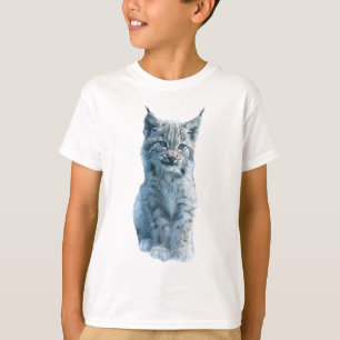 T-shirt Chat Sauvage Gris Dessiné à la Main Lynx Bébé Enfa