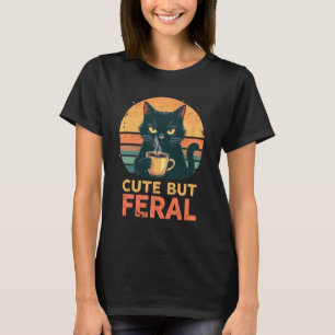 T-shirt Chat Sauvage Mignon Buvant du Café du Matin Sarcas