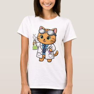 T-shirt Chat Scientifique Mignon – Graphisme Géek