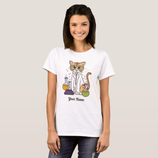 T-shirt Chat scientifique - Orange Tabby Lab Kitty Chat Lo (Devant entier)