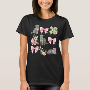 T-shirt Chat Scottish Fold Coquette Toile Rose Noeud Flora