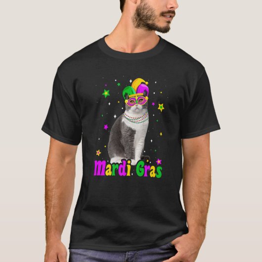 T-shirt Chat Scottish Fold Mask Mardi Gras Carnavals Anima (Devant)