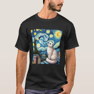 T-shirt Chat Scottish Fold sous un ciel nocturne étoilé
