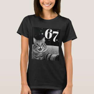 T-shirt Chat selfie avec 67 mème chats drôles graphique po