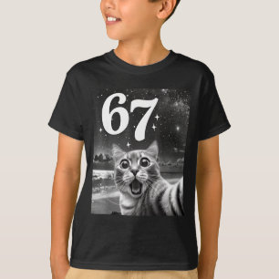 T-shirt Chat selfie avec 67 mème drôles de chats graphique