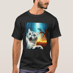 T-shirt Chat selfie avec dragon surpris Exotic Shorthair