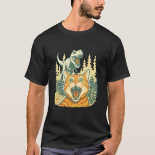 T-shirt Chat selfie avec T Rex dinosaure drôle