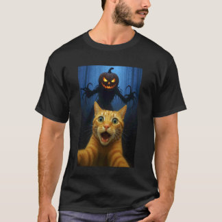T-shirt Chat Selfie Halloween Citrouille Samhain Drôle Kit