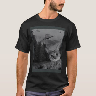 T-shirt Chat Selfie Observation de l'OVNI Complot Alien Sc