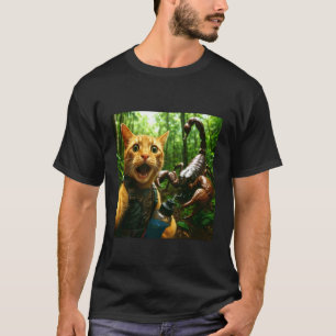 T-shirt Chat Selfie Randonnée avec Scorpion Géant pour Hom