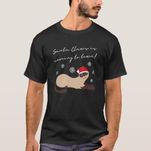T-shirt Chat Siamese avec Chat Casquette de Noël