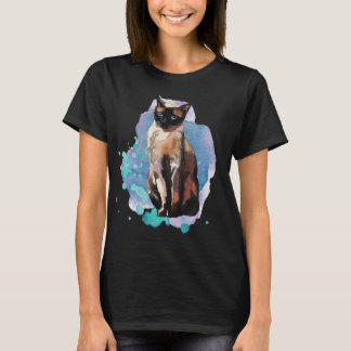 T-shirt Chat siamois d'aquarelle