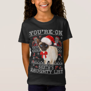 T-Shirt Chat siamois de Noël à Noël Chapeau de Noël