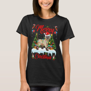 T-shirt Chat siamois éclaire sapin de Noël Père Noël Chat