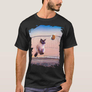 T-shirt Chat siamois jouant au volley-ball de plage