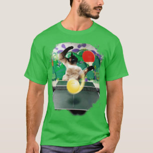 T-shirt Chat Siamois Jouer Table Tennis Ping Pong